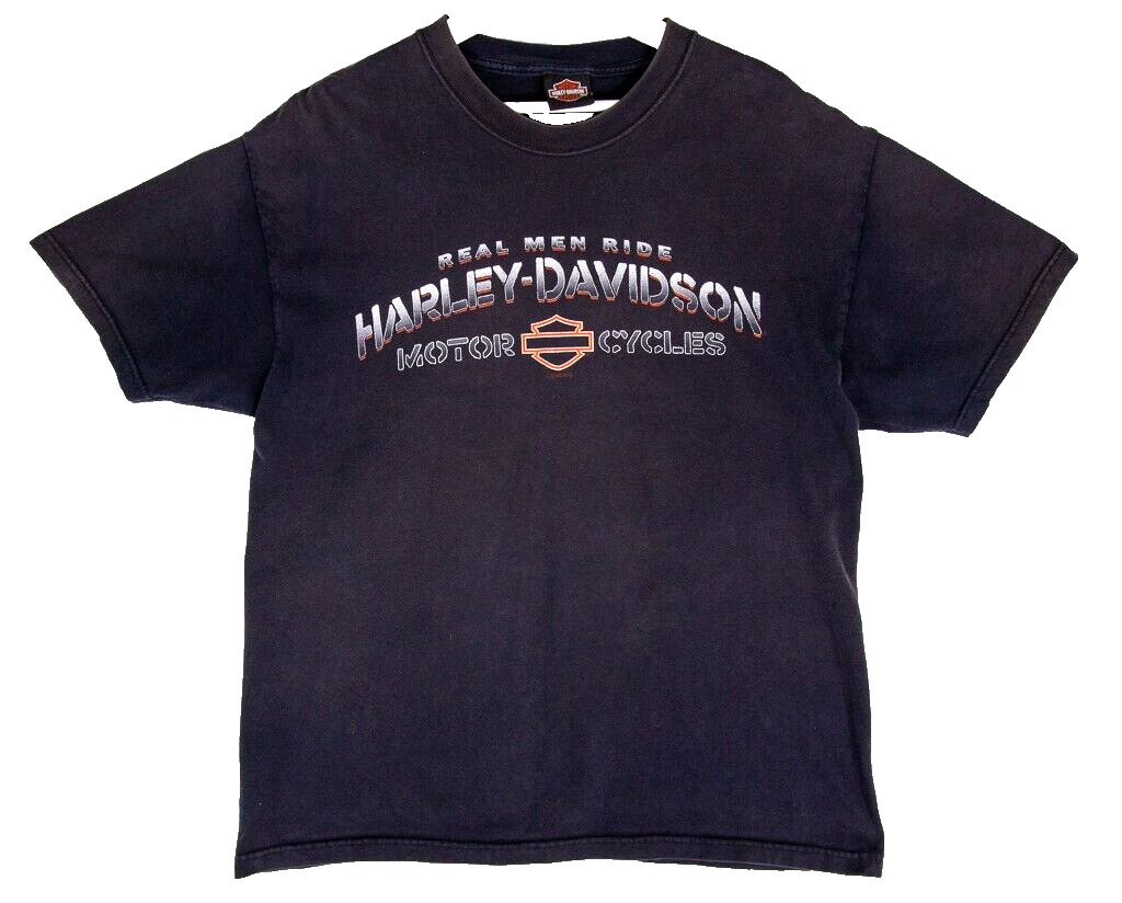 Harley Davidson Men\'s Short Sleeve Real Men Ride Shirt Large Hill City 2008