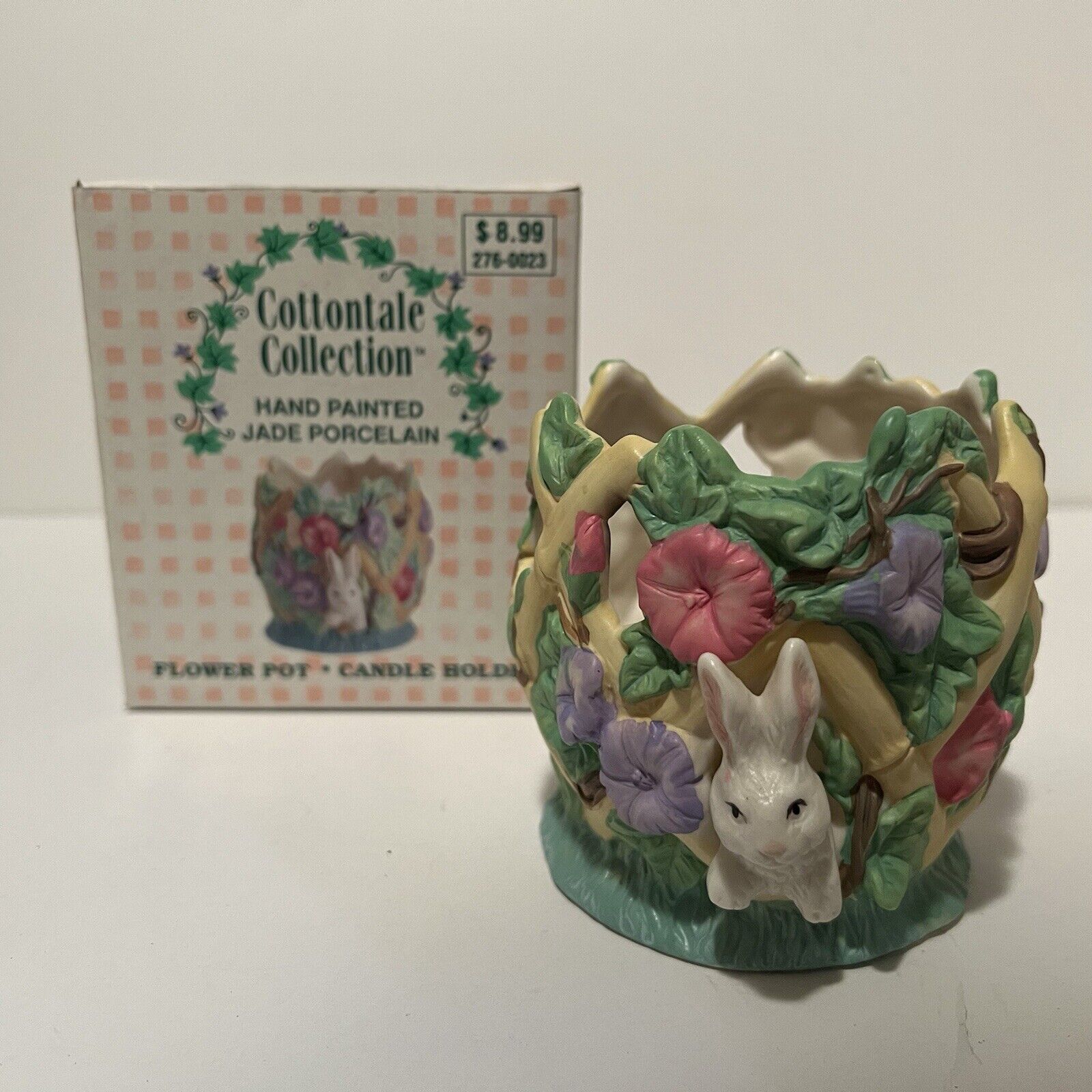 Cottontale Cottages Easter Bunny Flower Pot Candle Holder 1995