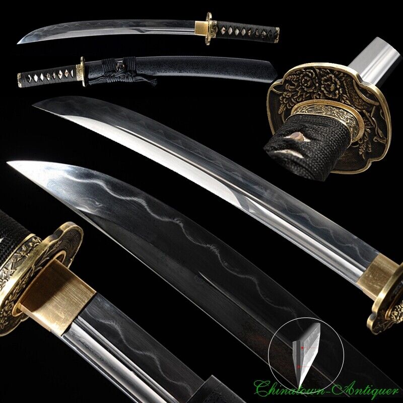 Japanese Short Sword Katana Small Naginata Wakizashi SanMai Clay Tempered #1416