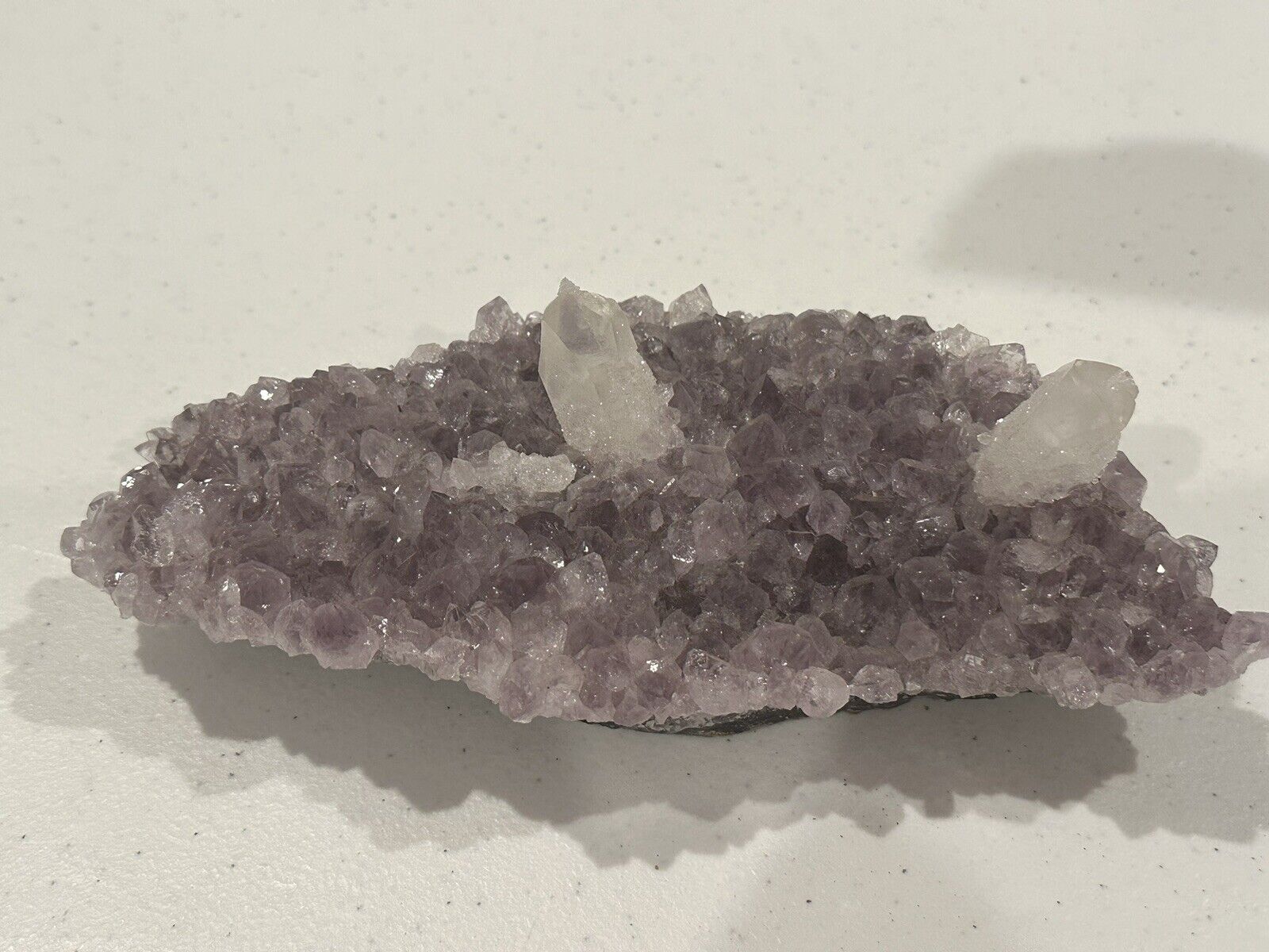 1.6 LB Natural Amethyst quartz cluster specimen with Calcite Crystals 8x4x2\
