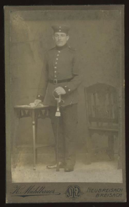 c1916 GERMAN SOLDIER WITH SWORD PORTRAIT PHOTOGRAPH KARL MUHLBAUER  34-20