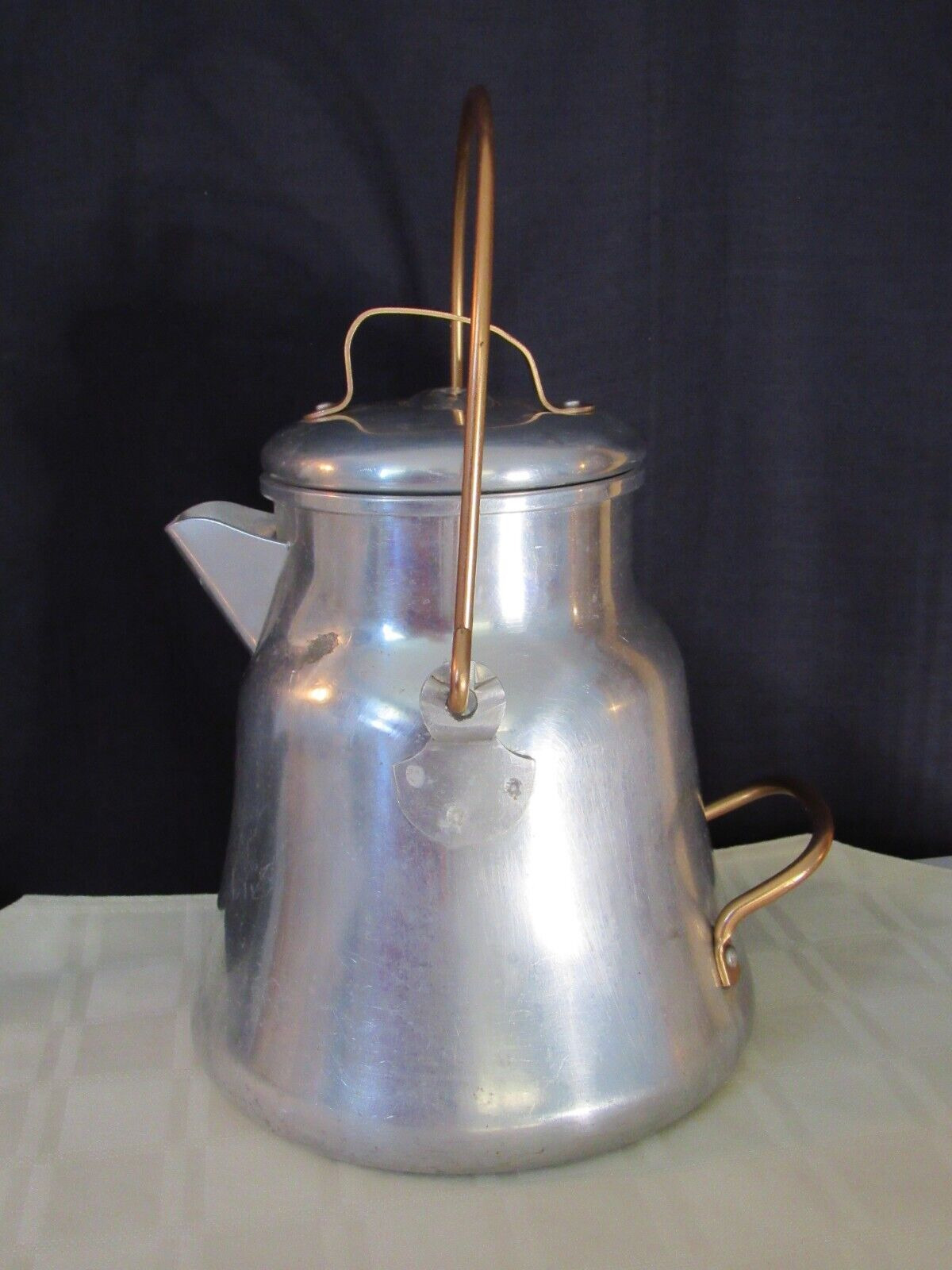 Vintage Wear-Ever Aluminum #3112 Percolator Coffee Pot, Copper Handles