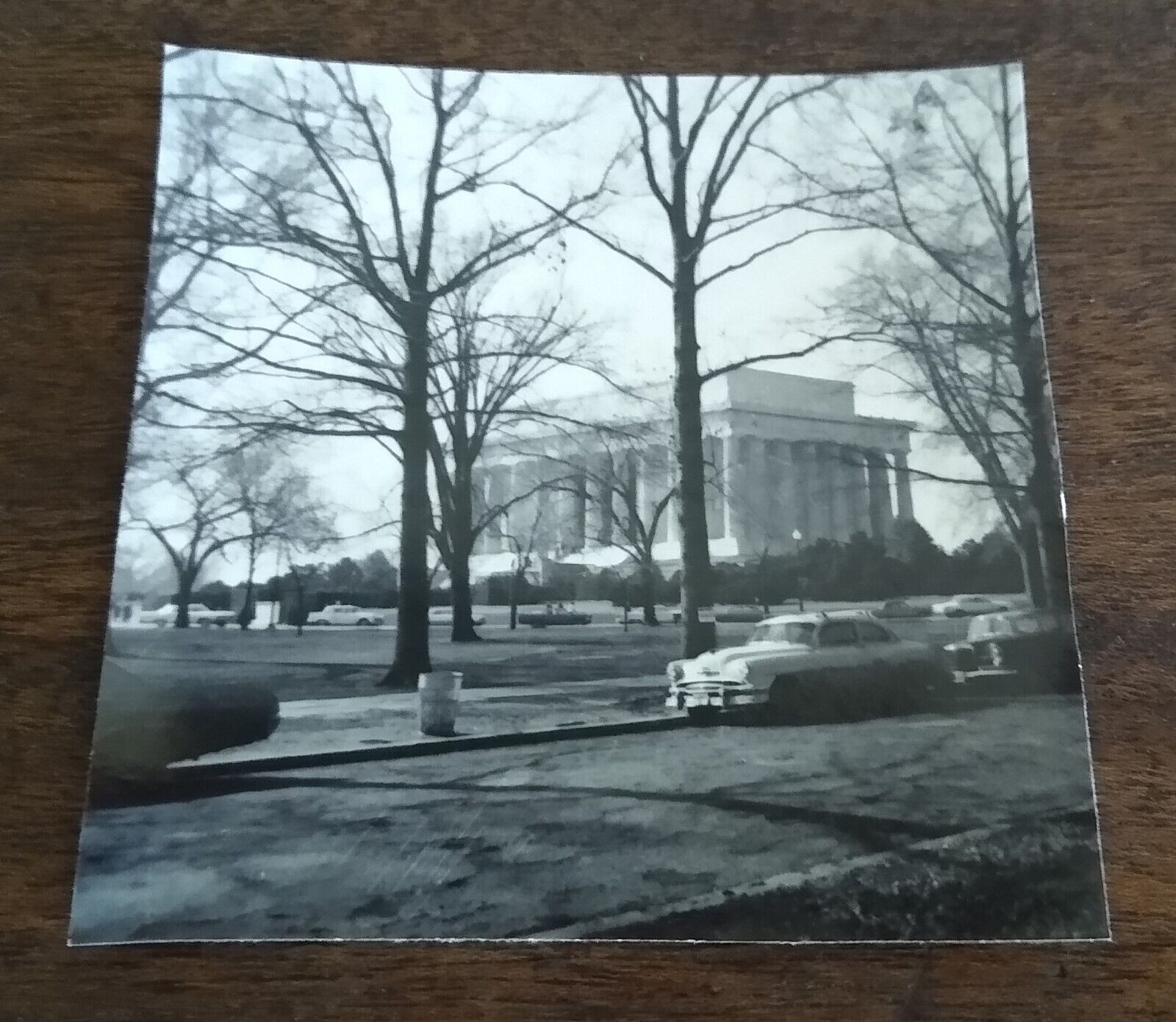 Vintage 1960s Photograph The Lincoln Memorial Washington, D.C. with Old Cars 3\