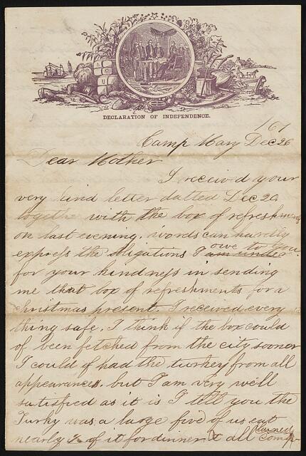 Photo:Letter from Private Alfred Reynolds, Camp Mary, to his mother.