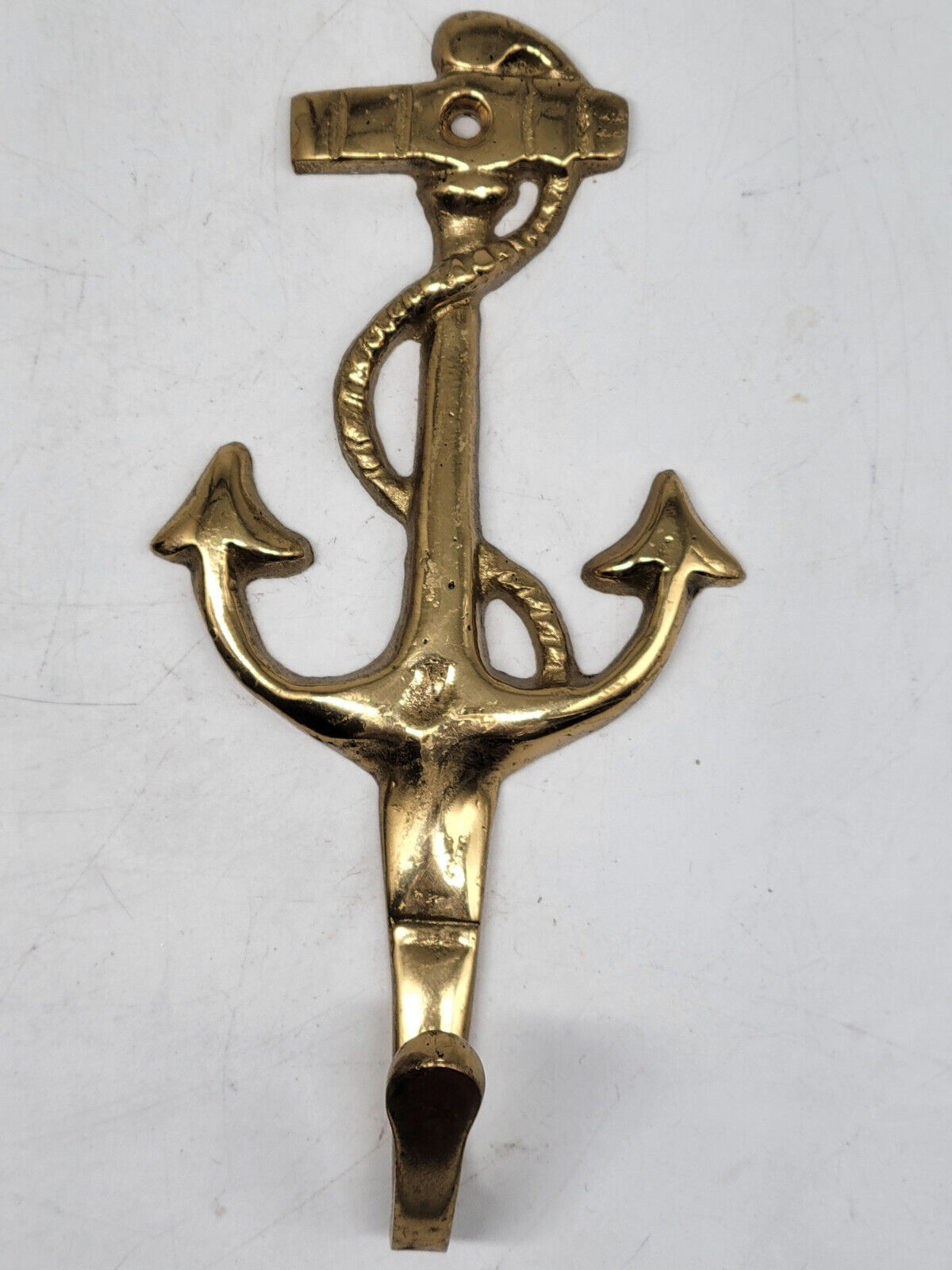 True Vintage OLD Brass Nautical Wall Hook Anchor