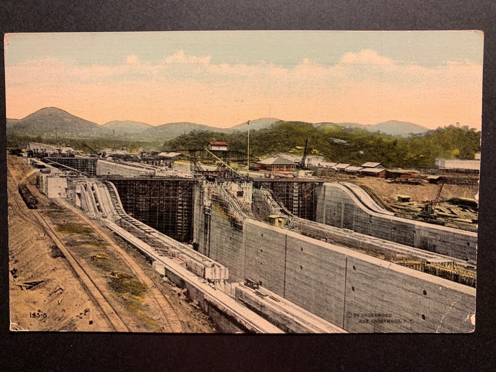 Postcard Panama Canal - c1910s Miraflores Locks
