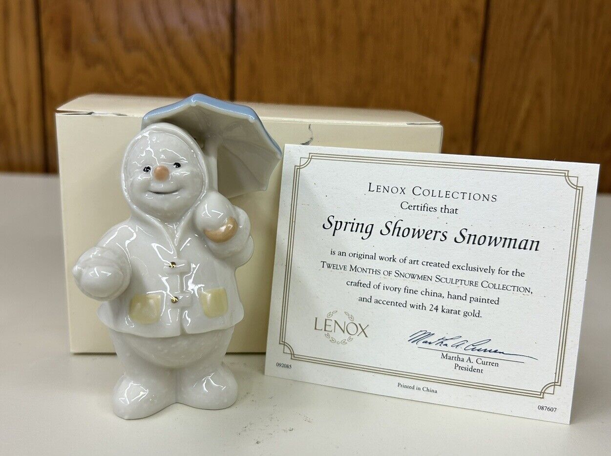 Lenox APRIL SHOWERS Figurine 12 Months Of Snowman