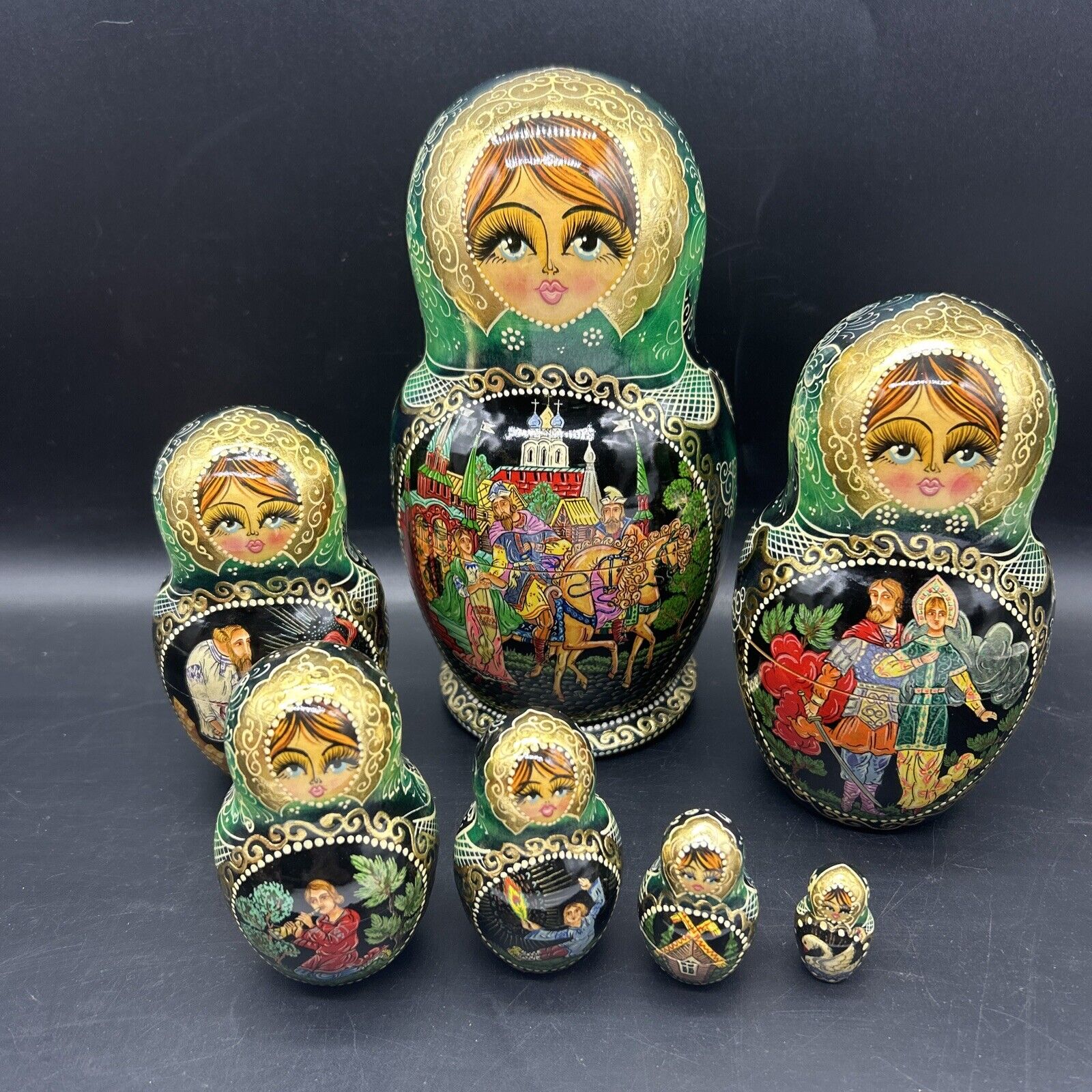 Matryoshka Russian Nesting Dolls 7pc Exquisite Hand Painted On Each Doll