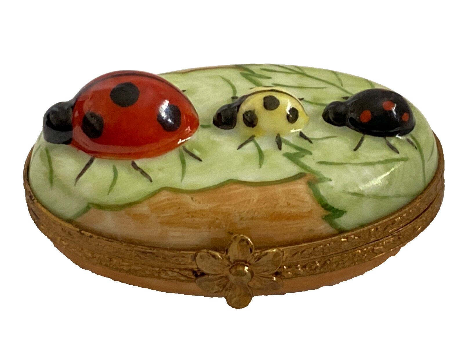 LIMOGES France LADYBUG Lady Bug TRIO Porcelain Trinket Box