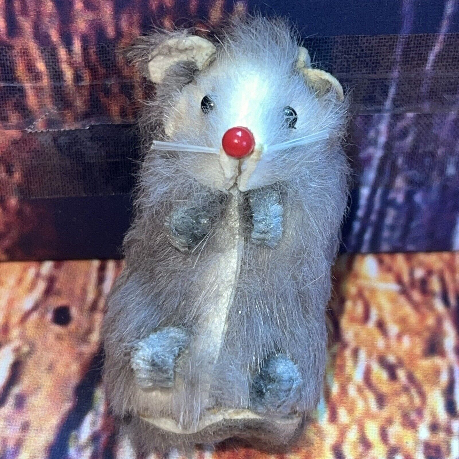 Vintage The Little Mouse Factory Real Fur Gray Mouse Figurine NO TAIL