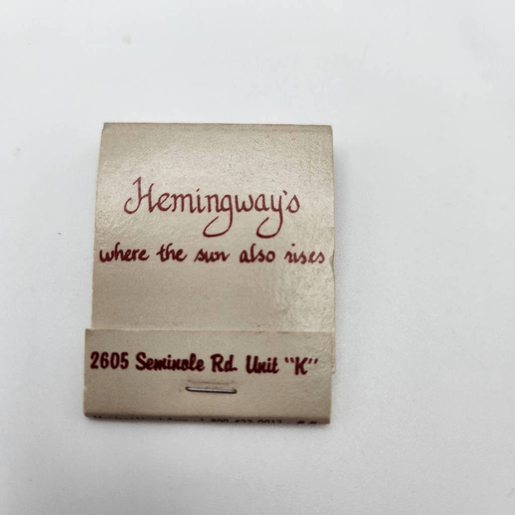 Vintage Matchbook Hemingway\'s 2605 Seminole Rd Bar Restaurant Columbia SC?