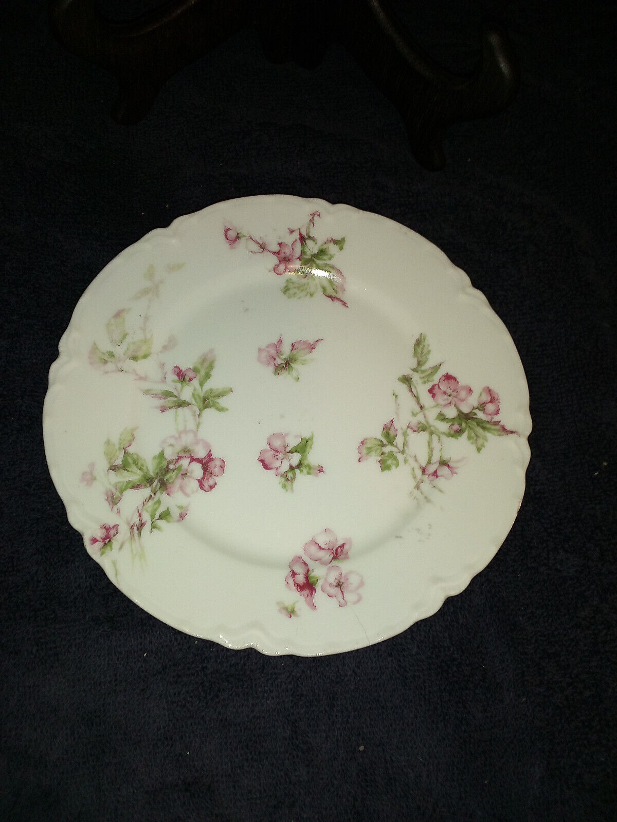 Vintage antique porcelain dish plate Havilland Limoges France roses sprays 1900