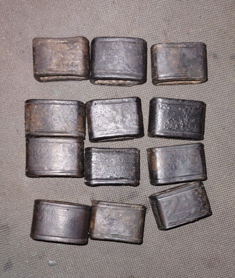 Lot Of 12 Original U.S. Army Sewn Black Leather Keepers For Rifle Slings,Harness