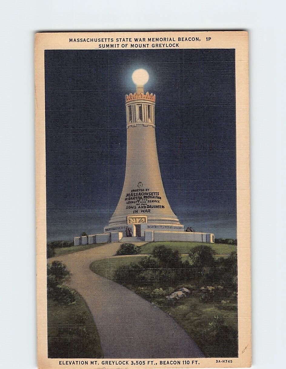 Postcard Massachusetts State War Memorial Beacon Summit of Mt. Greylock MA USA