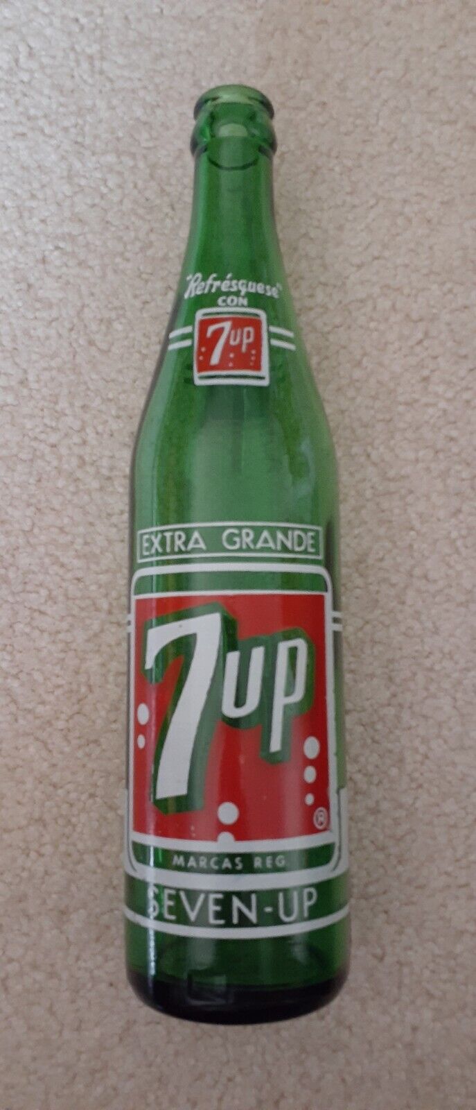 Vintage 7 Up Extra Grande Bottle from Mexico 16oz, 474 ml \