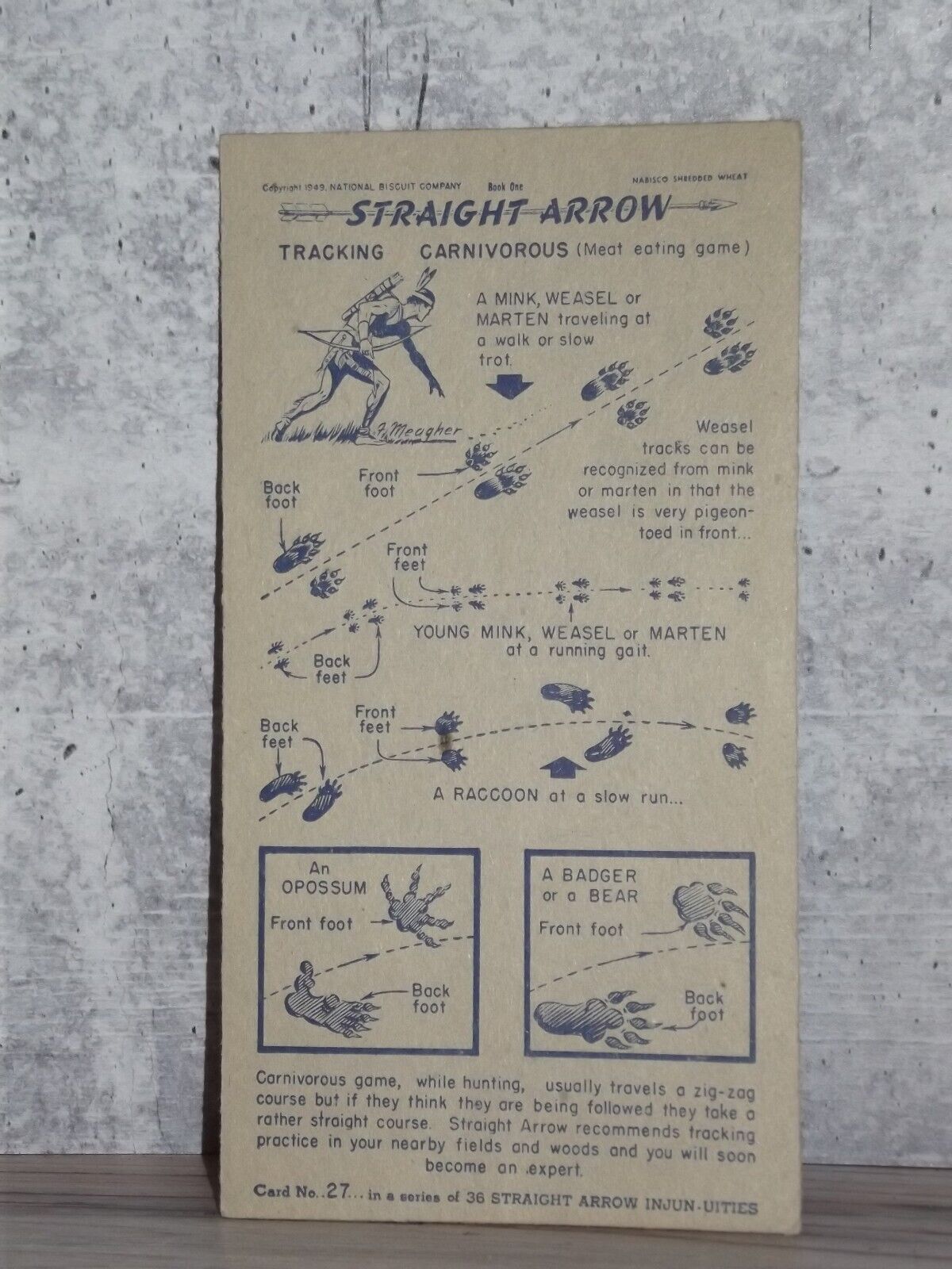 Nabisco Shredded Wheat Straight Arrow Indian Book 1 Card 27 Tracking  1949 5924