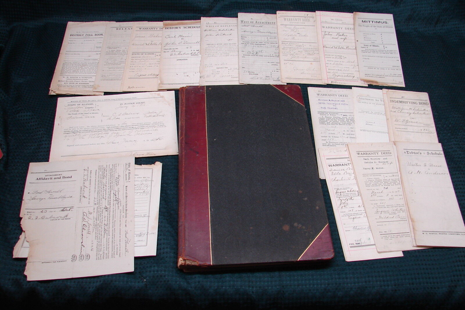 OPC 1914-21 Fulton County ILL Justic Docket Ledger & History Document Hoard