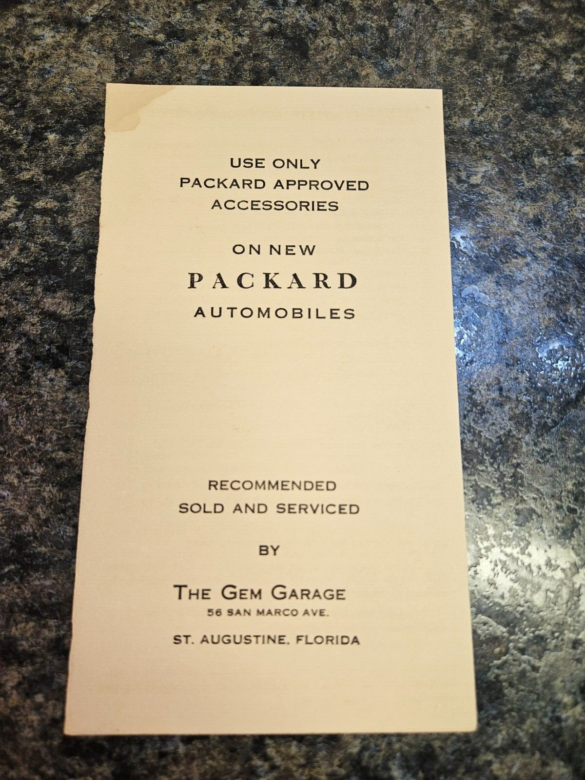 Vintage Packard Approved Accessories Pamphlet The Gem Garage St. Augustine (752)