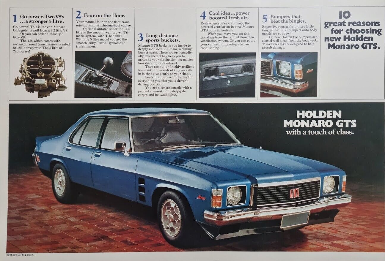 NOS New Original Holden HJ Monaro GTS Large Dealer Brochure Poster 28x42cm 12/74