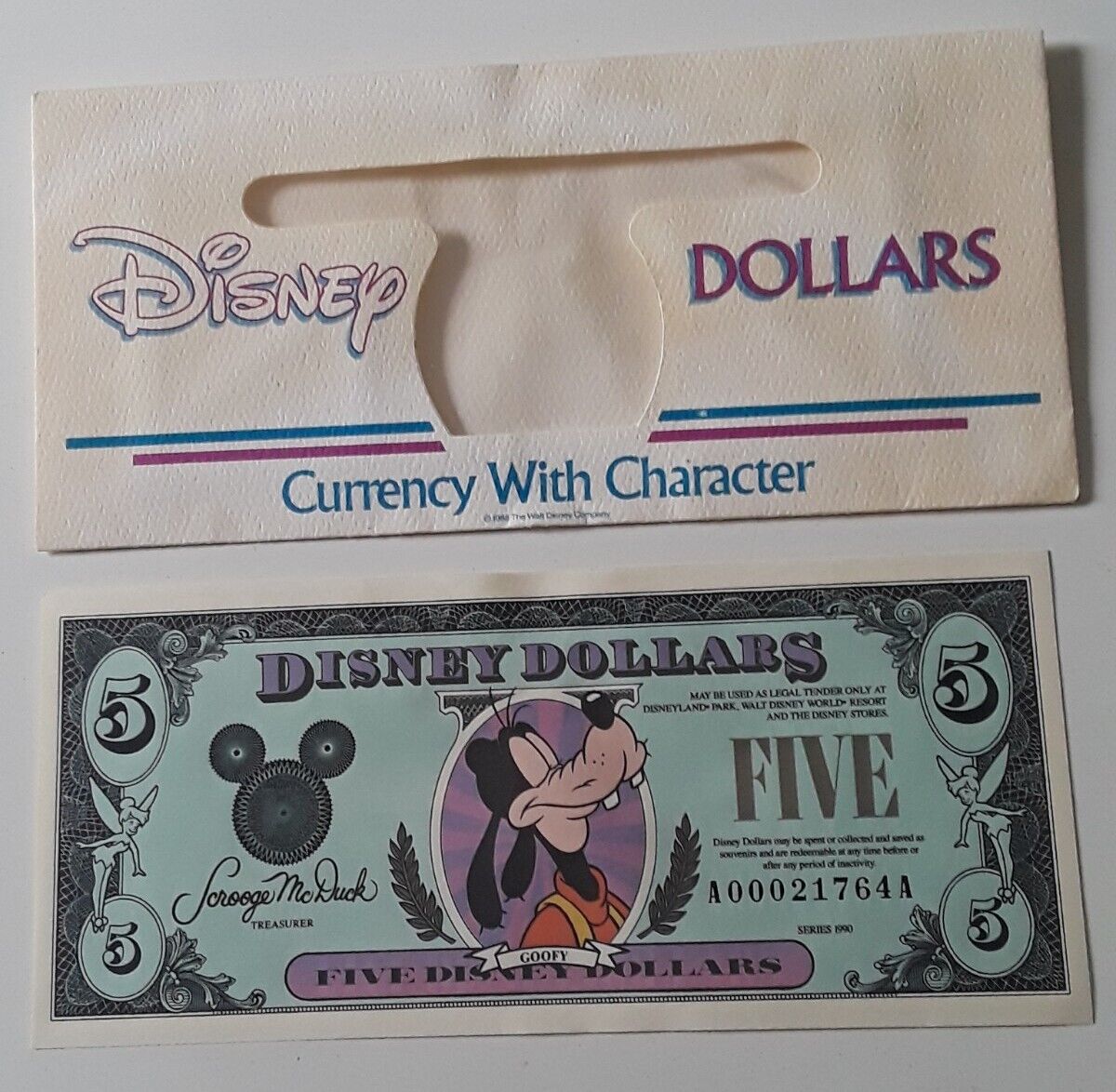 Disney 5 Dollars, 1990 A Series Goofy Disneyland 