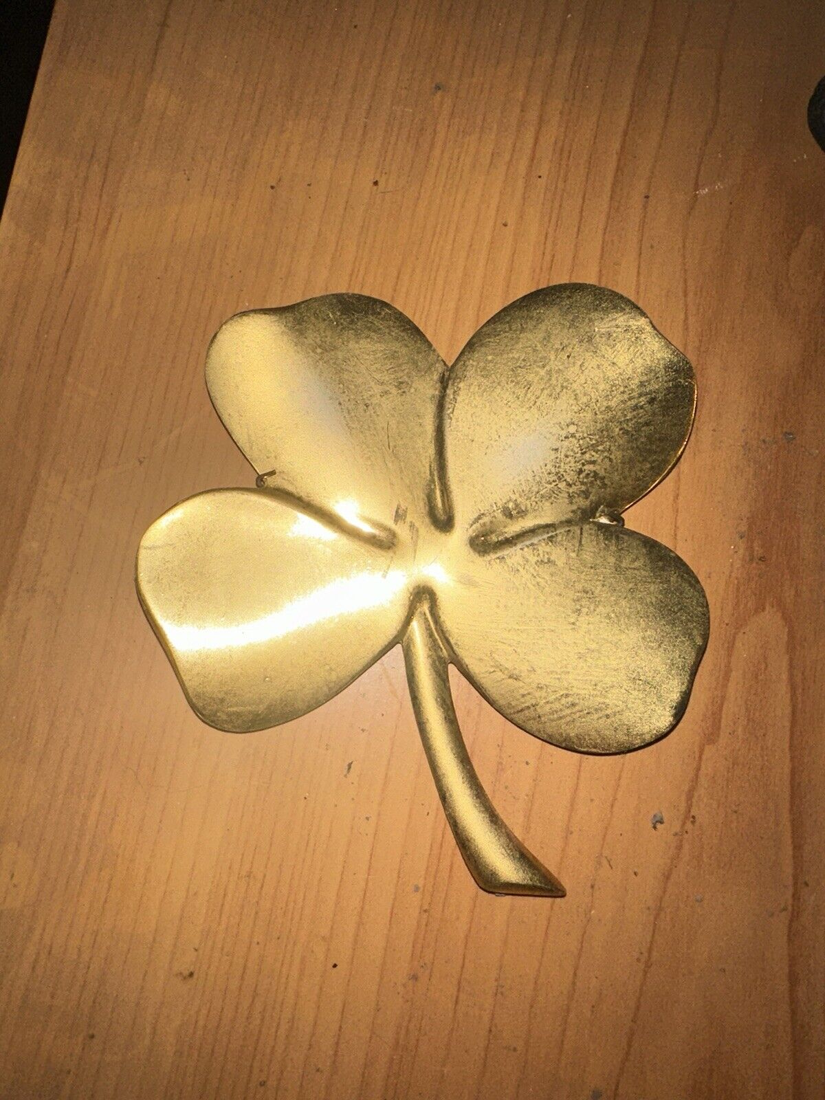 VTG 24K Gold Plated Lucky 4 Leaf Clover Shamrock Wall Hanging Paperweight G48
