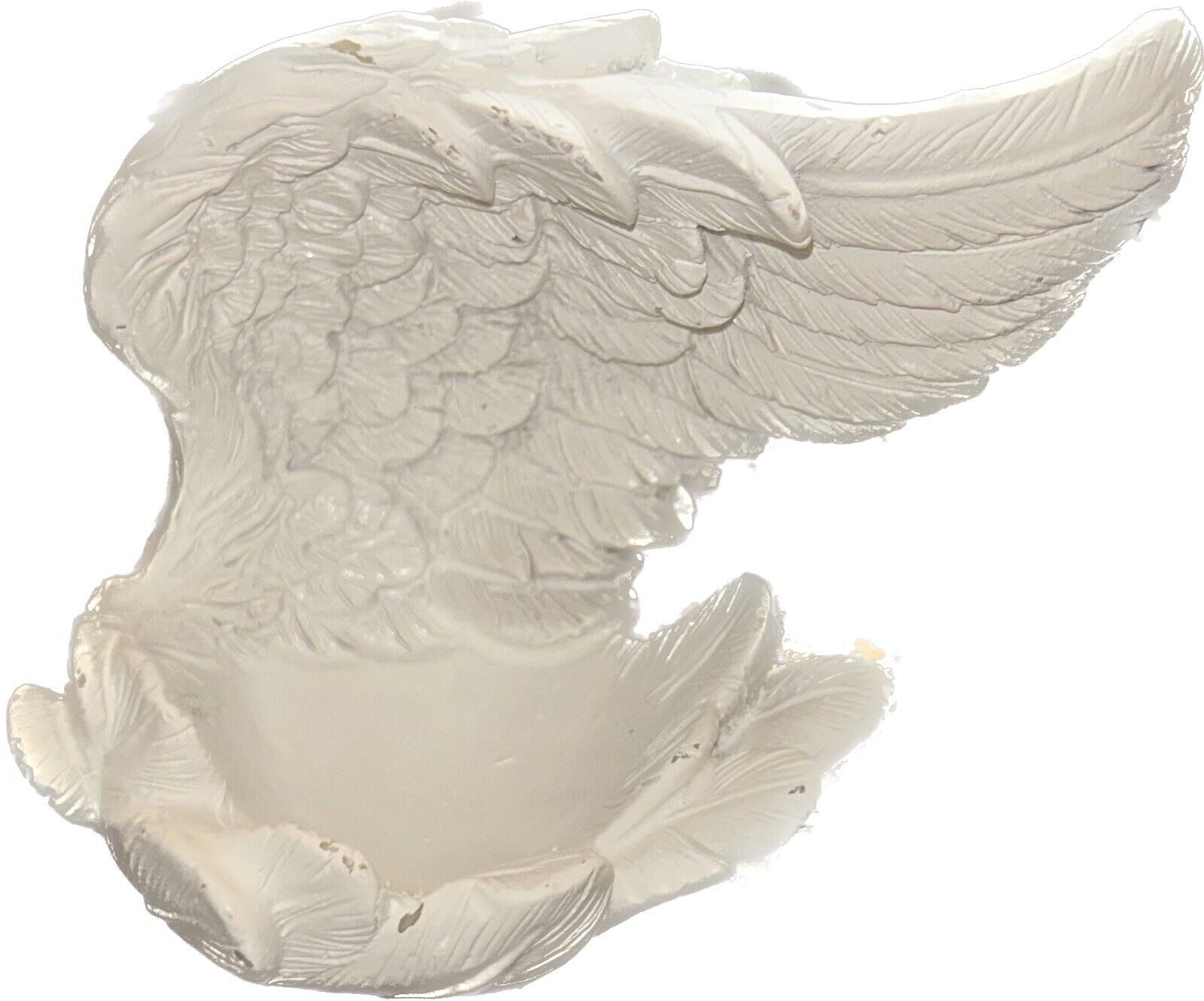 Base Crafts Ornament Home Decoration White Angel Wing Feather Resin 3 x 2 in