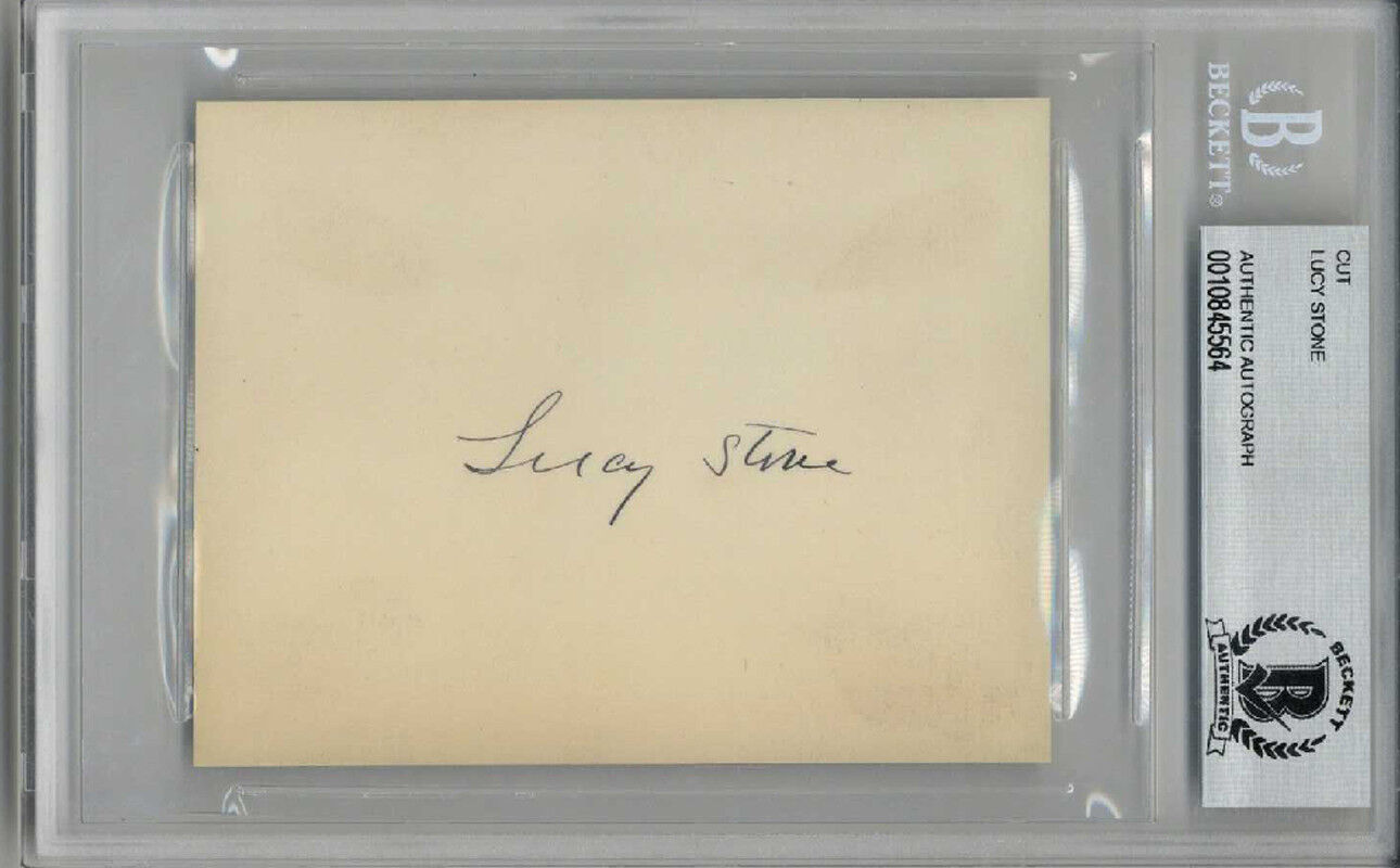 LUCY STONE SIGNED CARD WOMEN\'S RIGHTS ACTIVIST SUFFRAGETTE VERY RARE BECKETT BAS