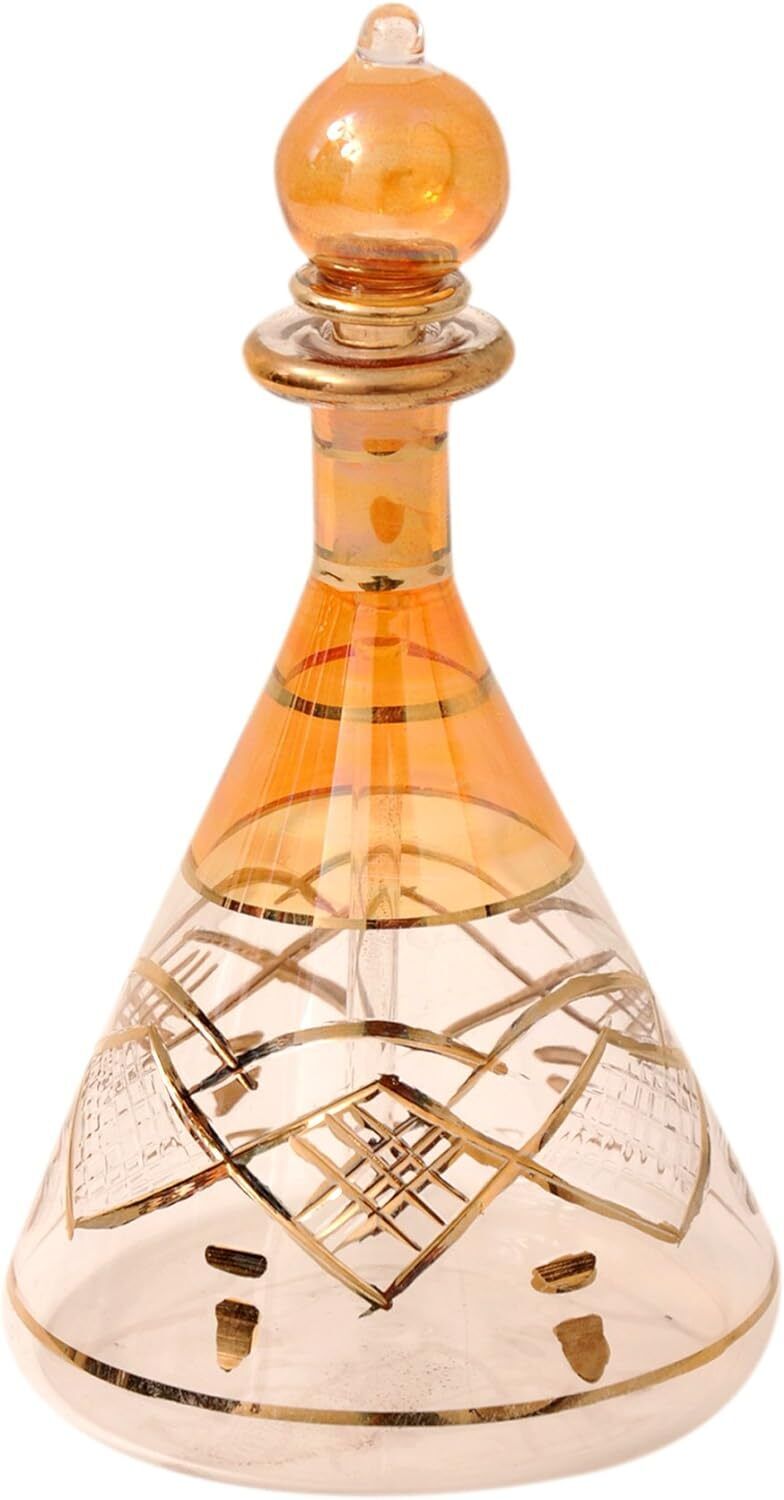 Egyptian Perfume Bottles Single Large Hand Blown Decorative PyrexGlass 5.75 inch
