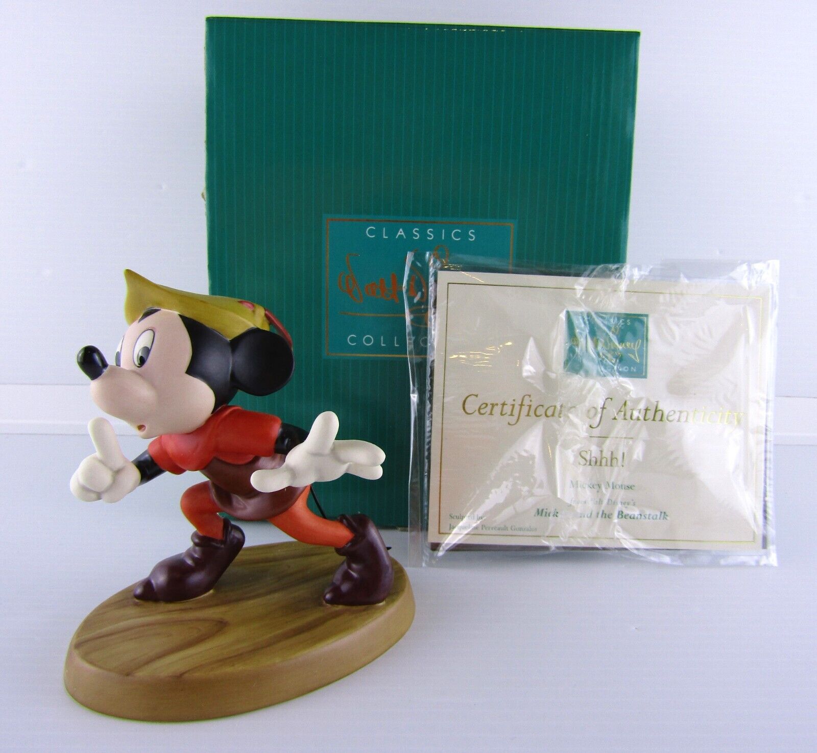Disney WDCC, Shhh, Mickey and The Beanstalk Figurine w Box and COA