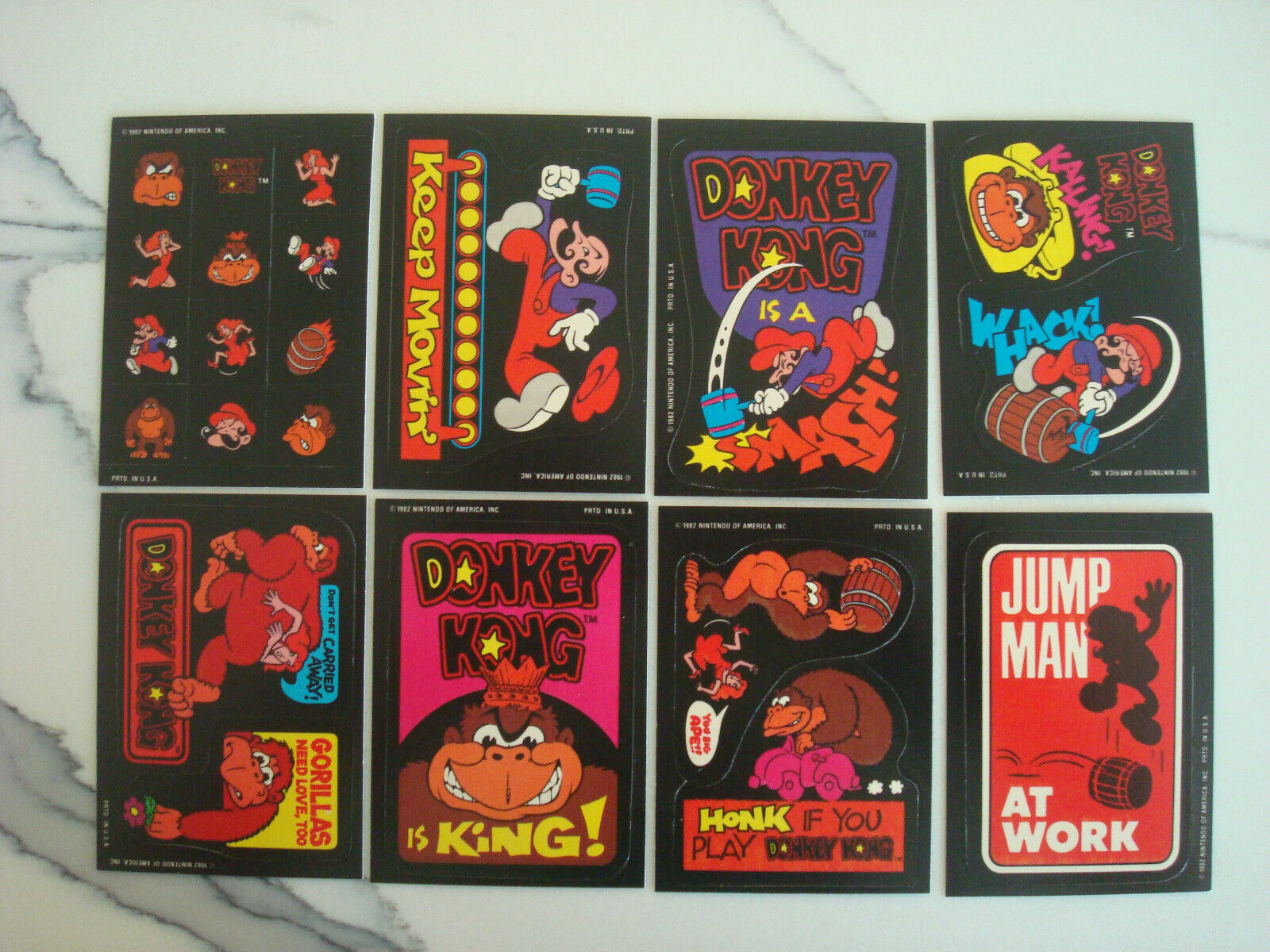 1982 Topps Nintendo DONKEY KONG Complete 16 card set Stickers RED BACK