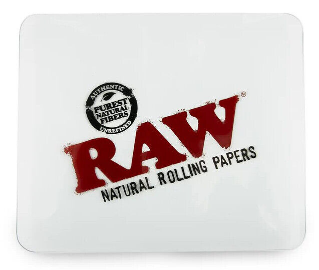 RAW Double Thick Glass Large Rolling Tray Smoking Herbs Tobacco - (32 X 26.5cm)
