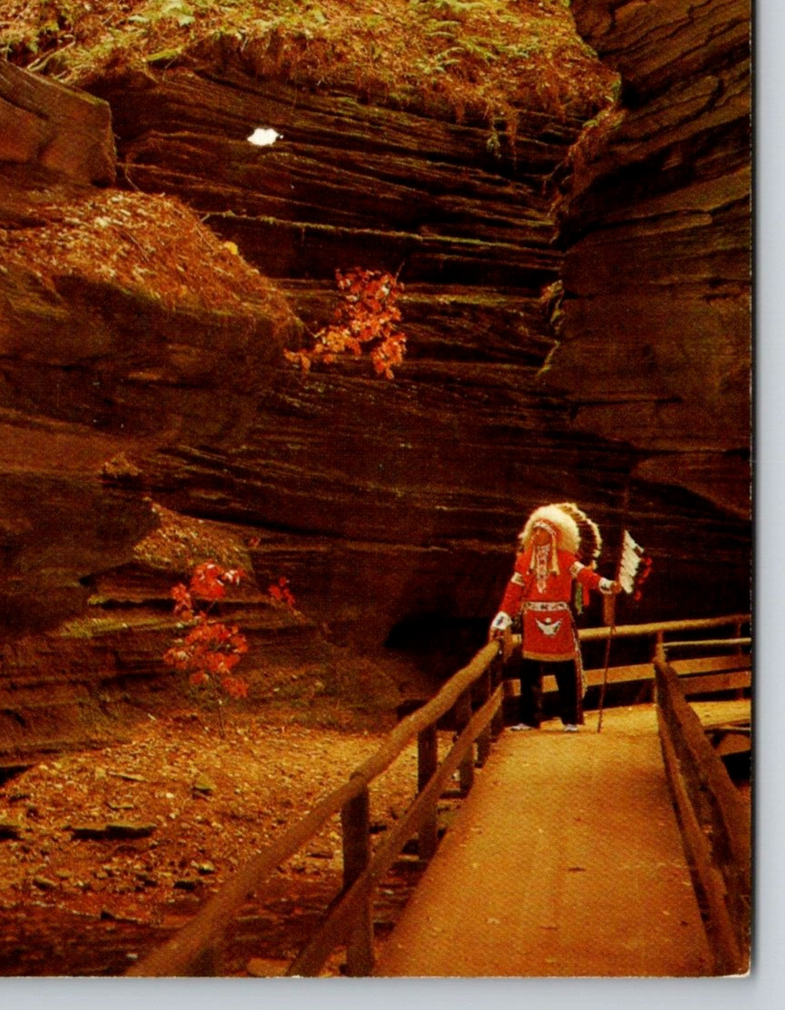Witches Gulch Indian Brave Traditional Dress Wisconsin Dells Postcard UNP