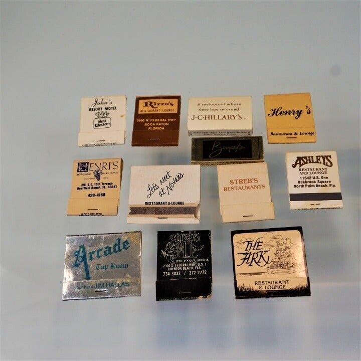 Vintage Matchbooks With Matches Advertising Restaurants Lot Of 12 Unstruck