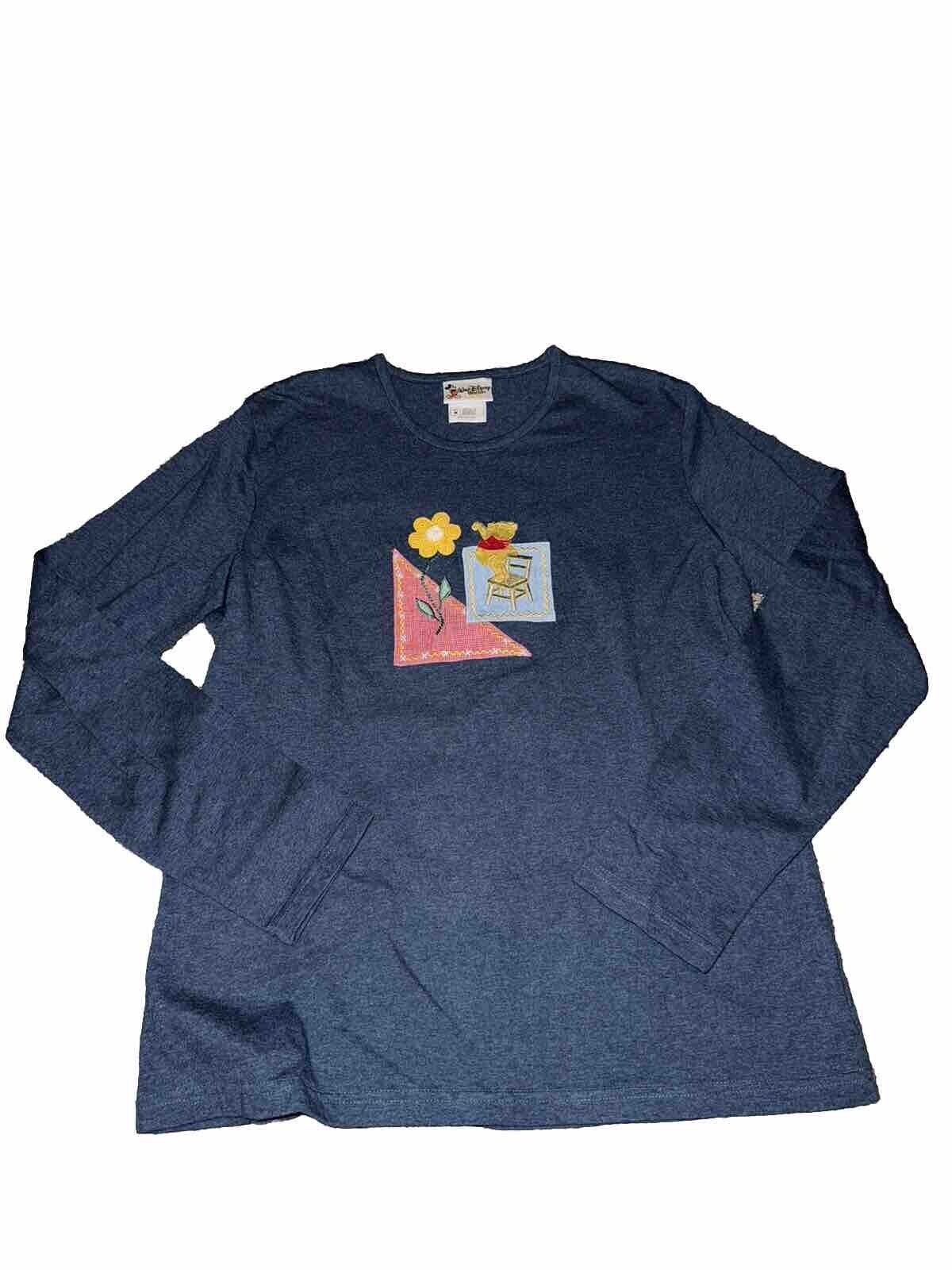 Vintage Disney World Winnie The Pooh Long Sleeve Embroidered T-Shirt Women’s Med
