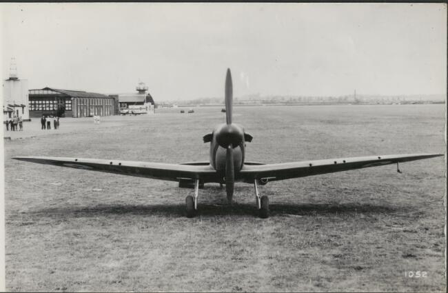 Front view of a Spitfire Mk 1a fighter plane ca 1939 AVIATION OLD PHOTO