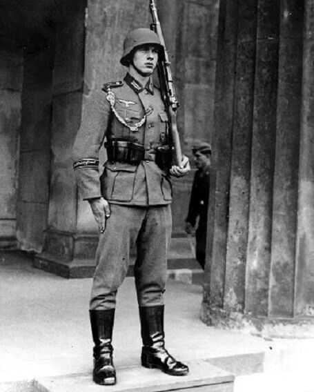 German Soldier standing guard 8x10 WWII WW2 World War II Photo 520a