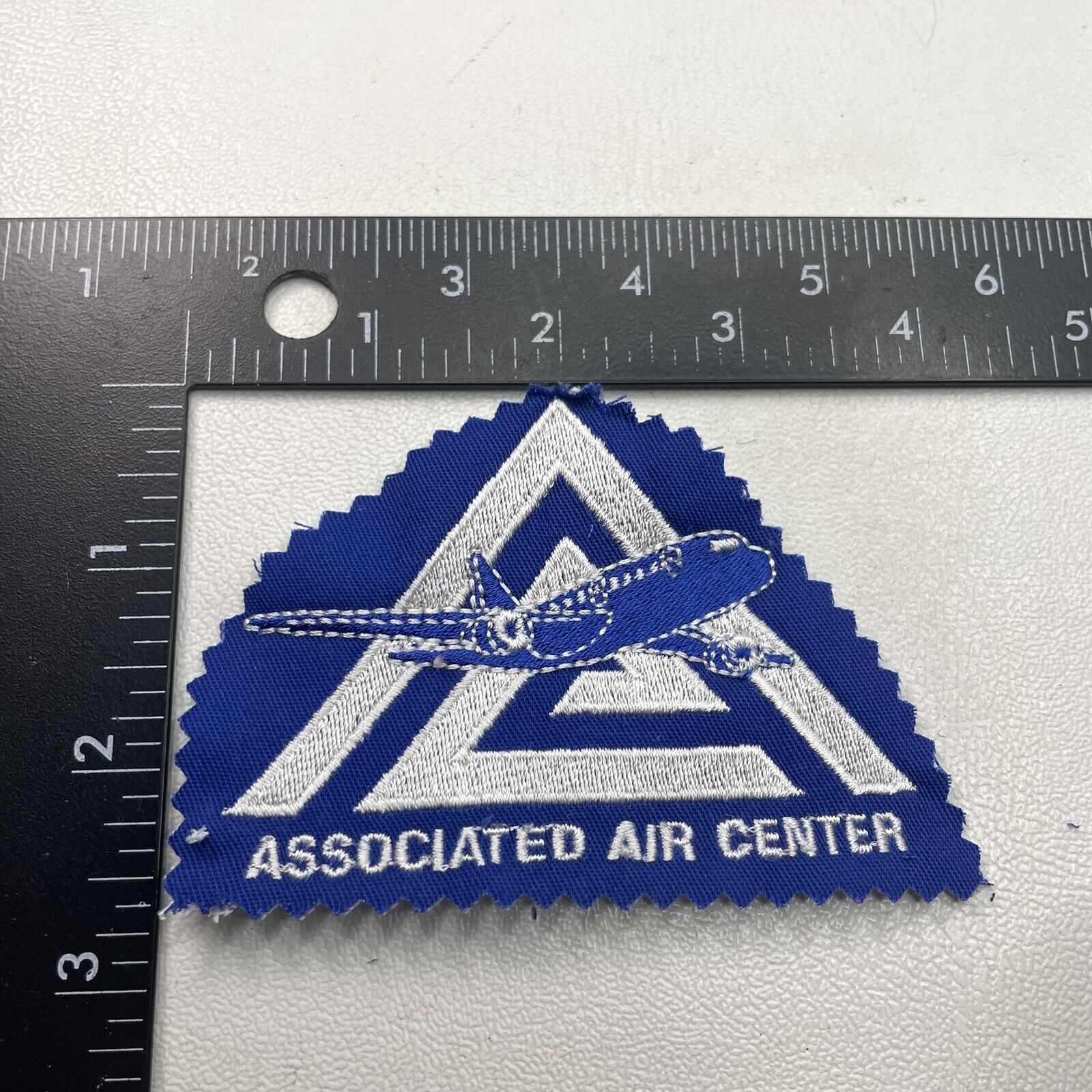 Zig-Zag-Cut-From-Hat Patch-ish Piece ASSOCIATED AIR CENTER (Blue Airplane) 32R6