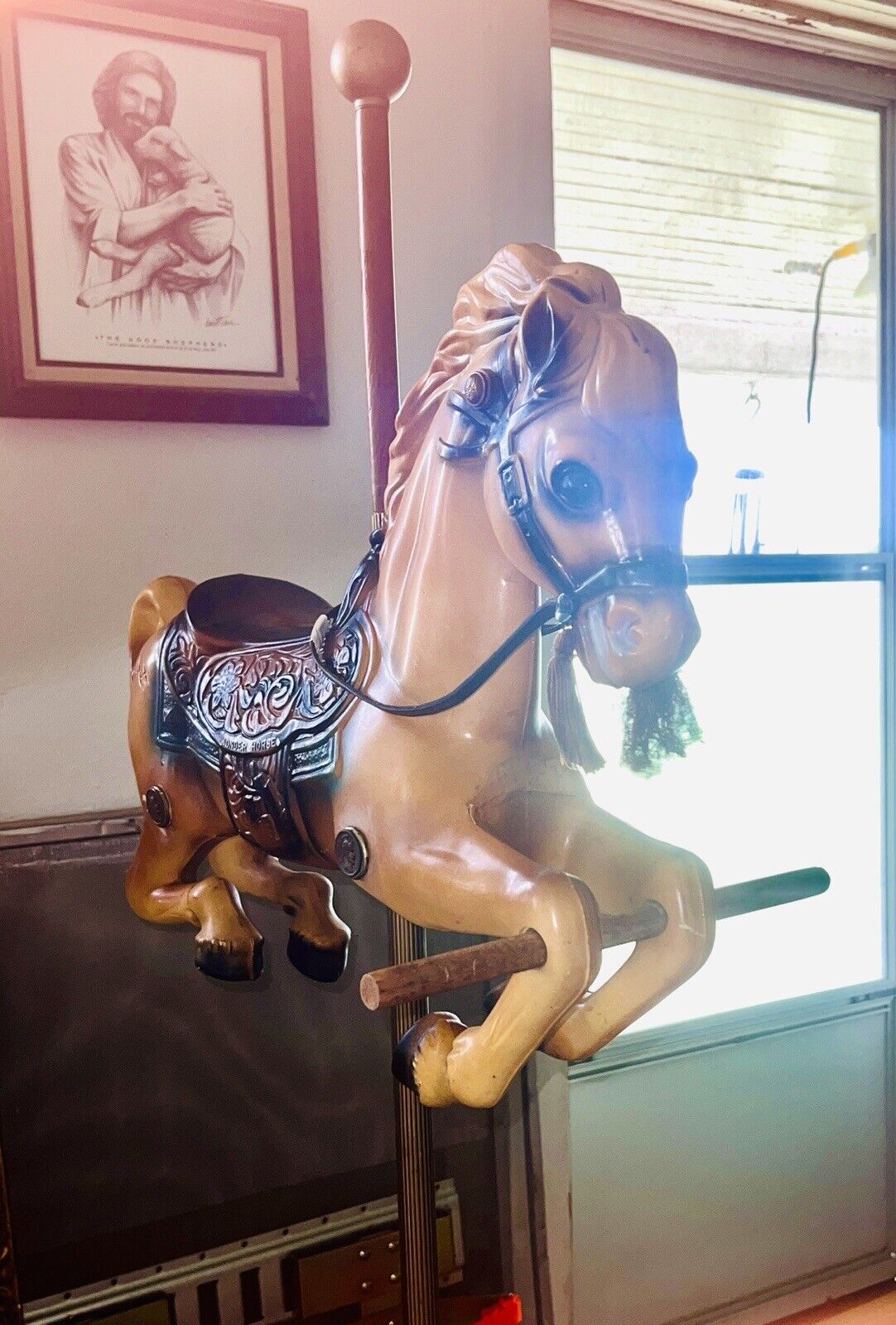 Vintage \'Wonder Horse\' Full Size Carousel Horse, Retired Child\'s Bouncy Toy