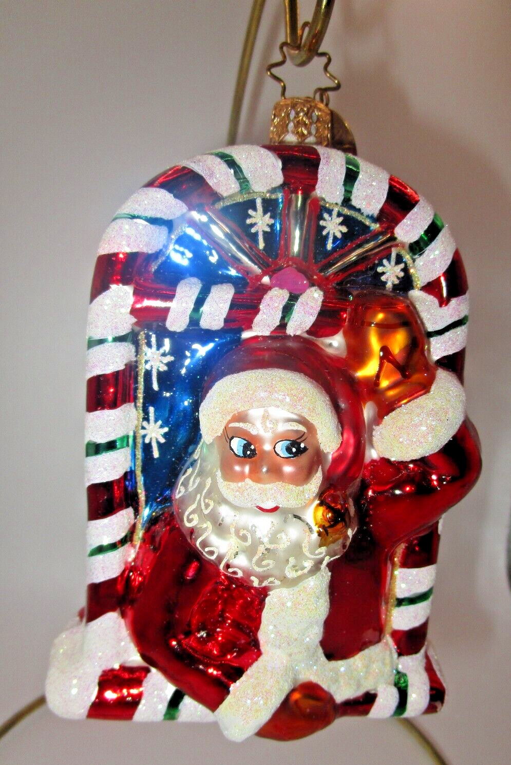 Christopher Radko CANDY FRAME CLAUS 2 Sided Window Christmas Ornament 0205580