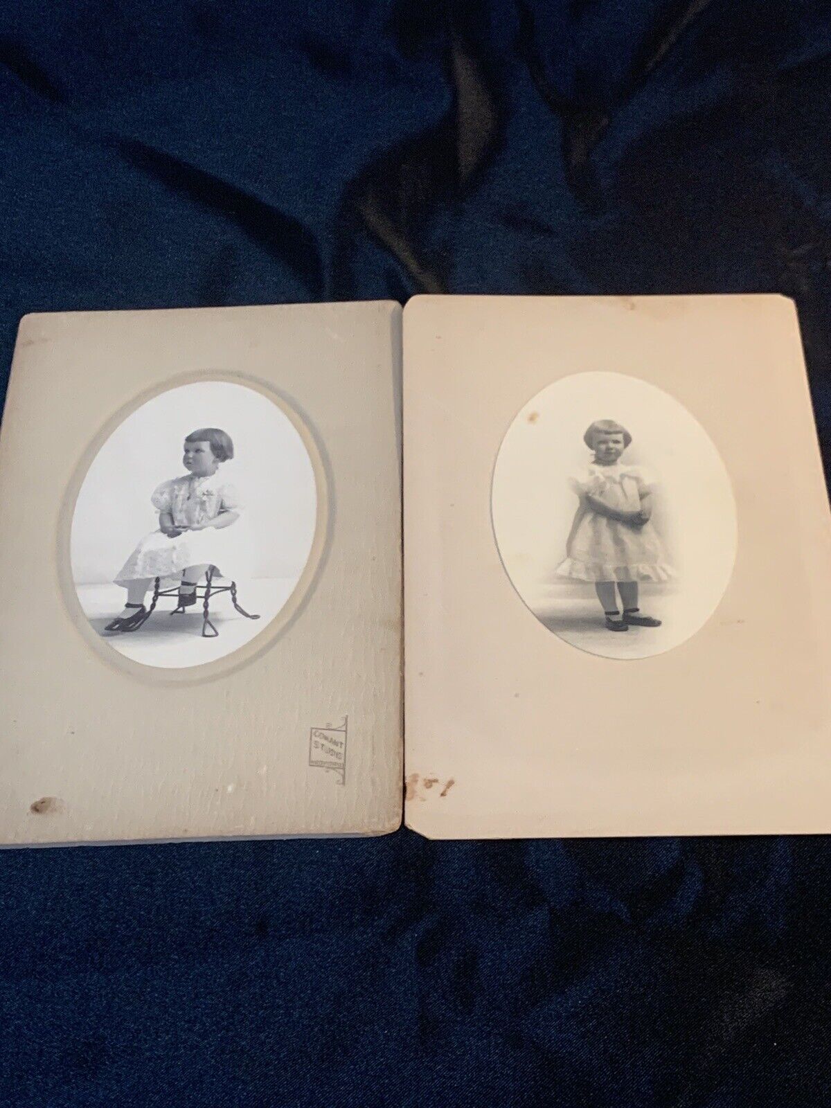 Antique Ephemera,￼￼ Cabinet Card Photos set of 2 girl Conant Studio Medford 1904