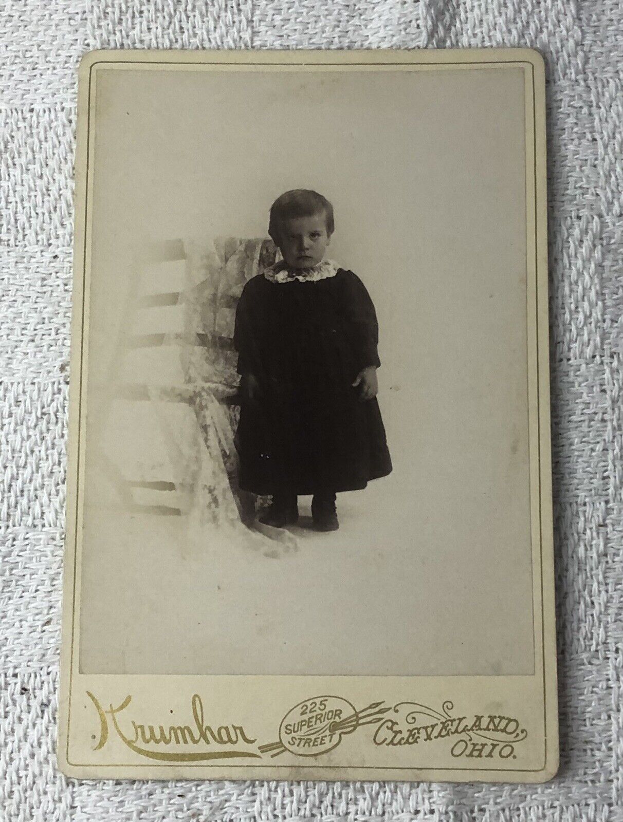 Antique Cabinet Card Photo Photograph Creepy Possessed Young Child Demon Angry