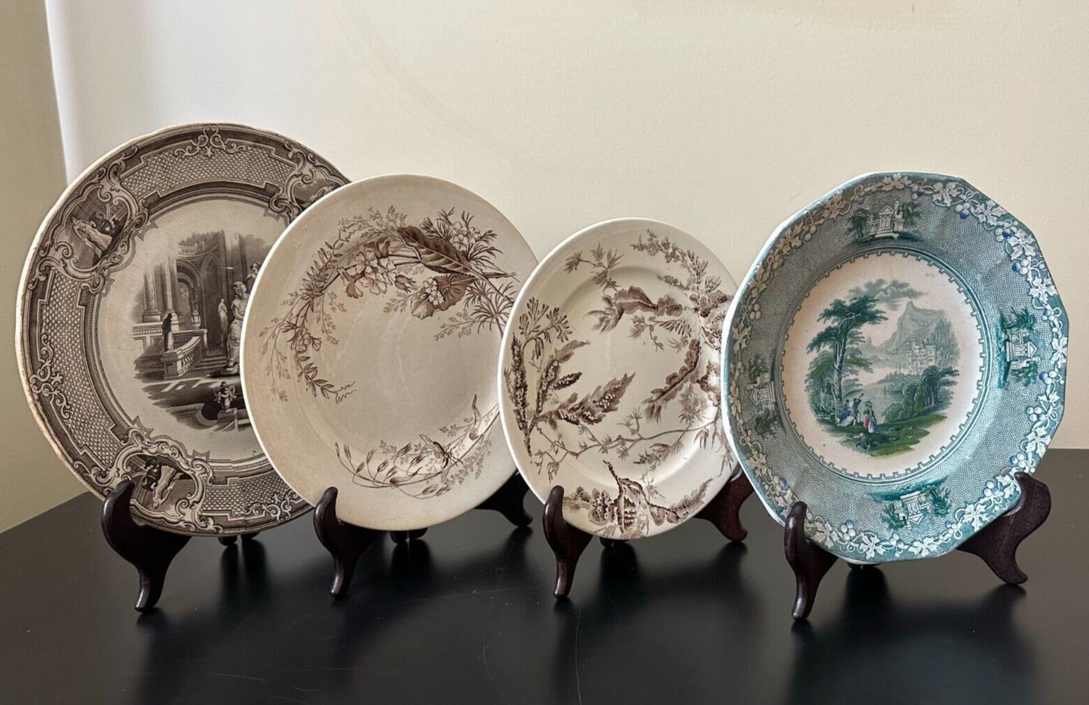 4 Vintage/antique plates - Minerva, Staffordshire, Ashworth, Wedgwood