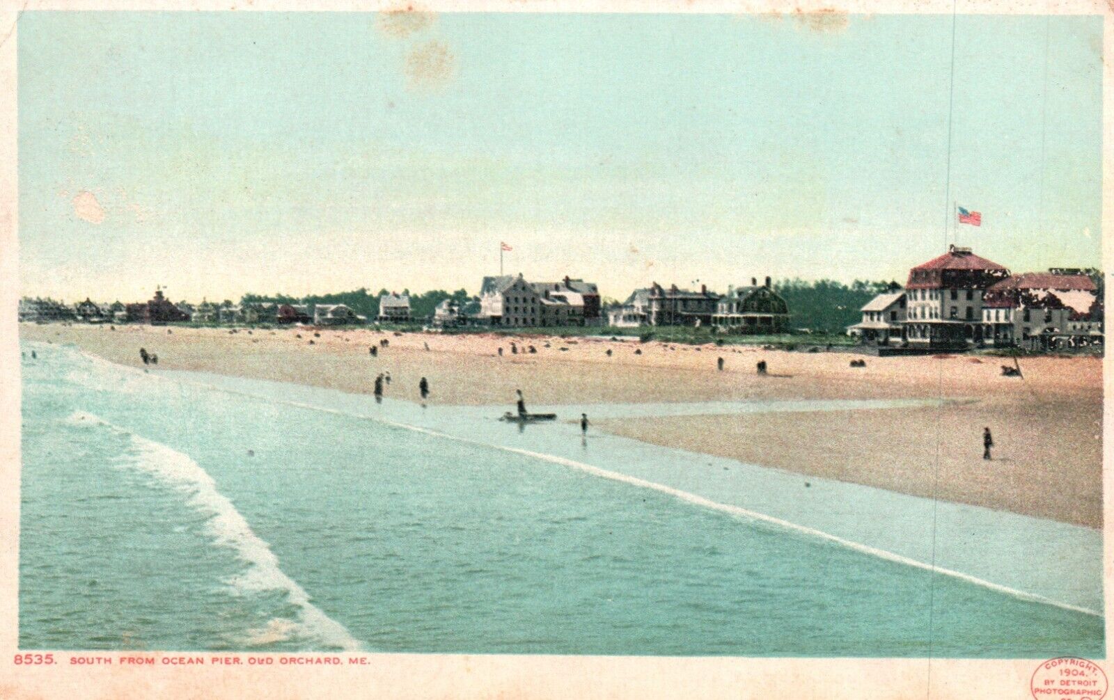 Postcard ME Old Orchard Beach South from Ocean Pier Unposted Vintage PC H4430