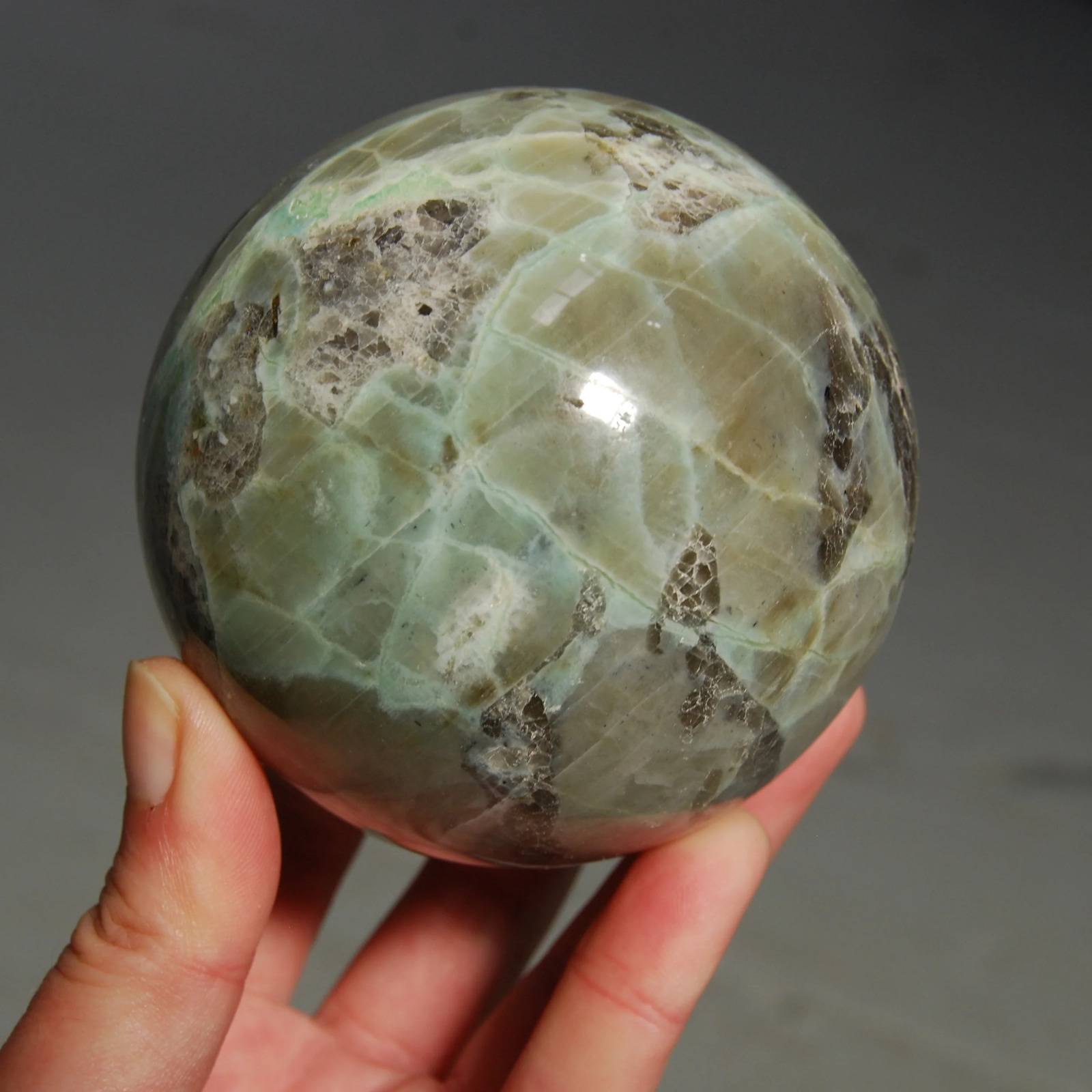 SALE was 110 | 3.5in Large Garnierite Crystal Sphere Polished Crystal Ball 1.9LB