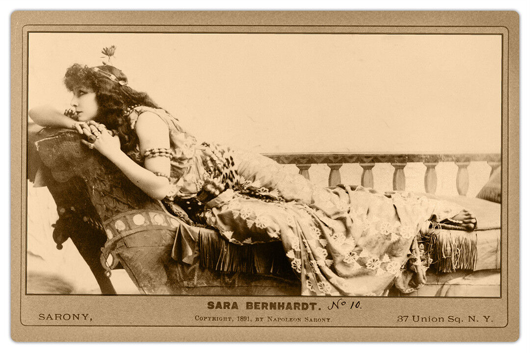 SARAH BERNHARDT Actress Legend as CLEOPATRA Sarony Photo Cabinet Card Vintage RP