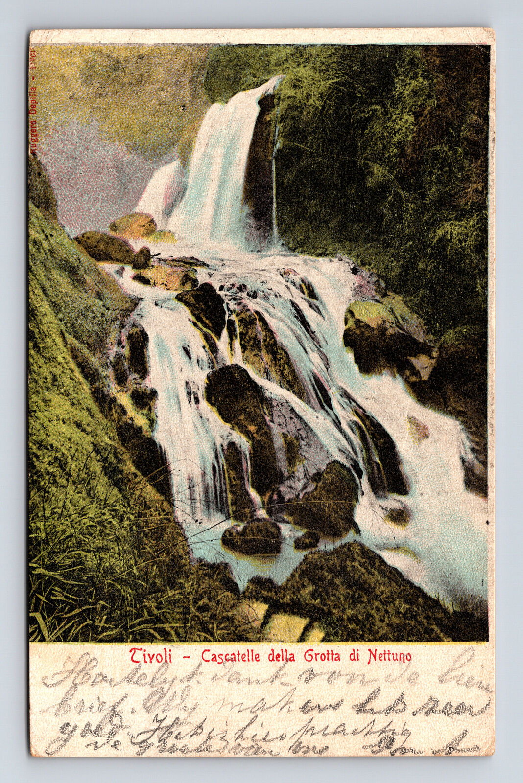1904 Neptune\'s Cave Waterfall Cascatelle Grotta di Nettuno Tivoli Italy Postcard