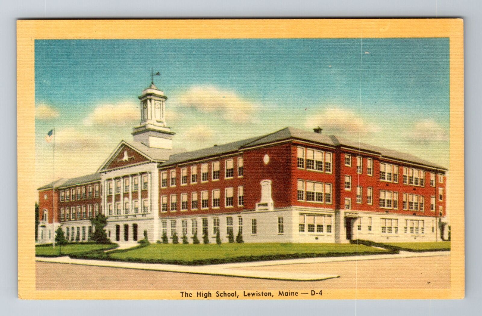 Lewiston ME-Maine, The High School, Antique Vintage Souvenir Postcard