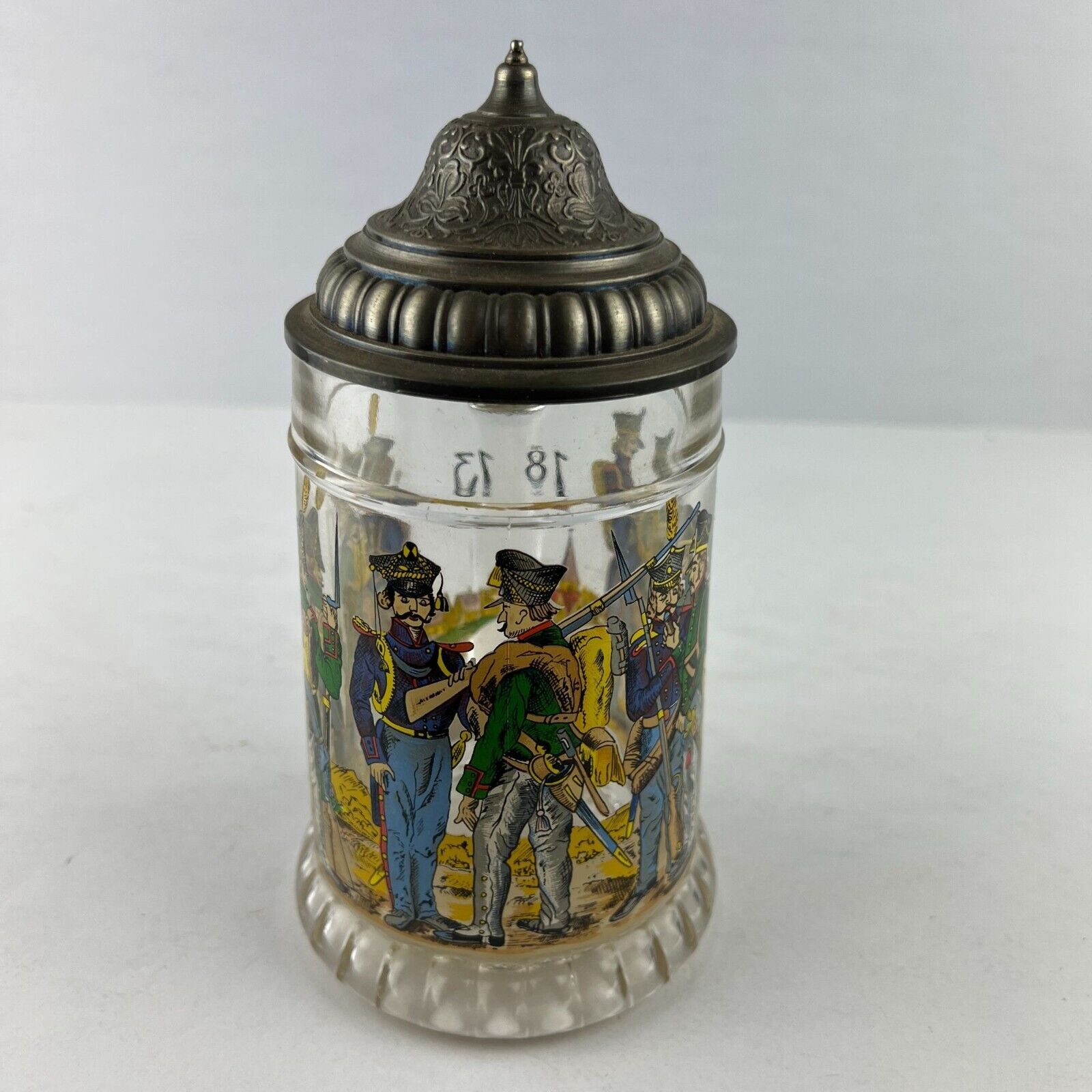 BMF-N Bierseidel 1813 German Prussian Army Commemorative Glass Beer Stein