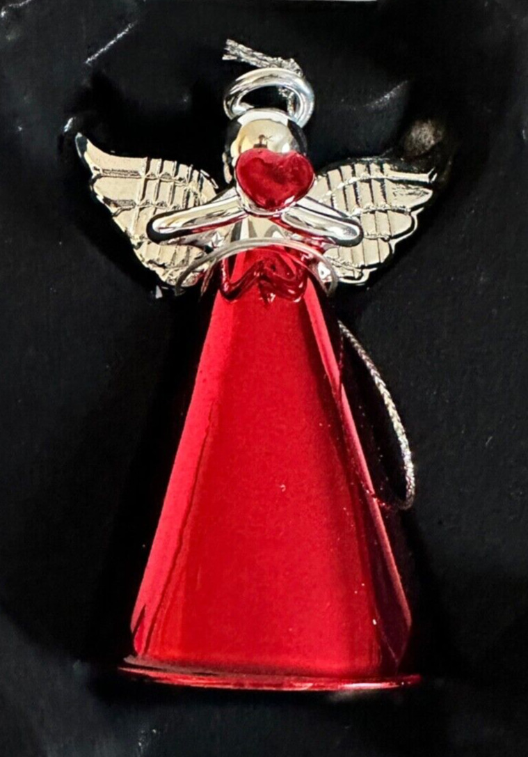 Stradivo Red & Silver Vintage Christmas Angel with Heart Holiday NEW