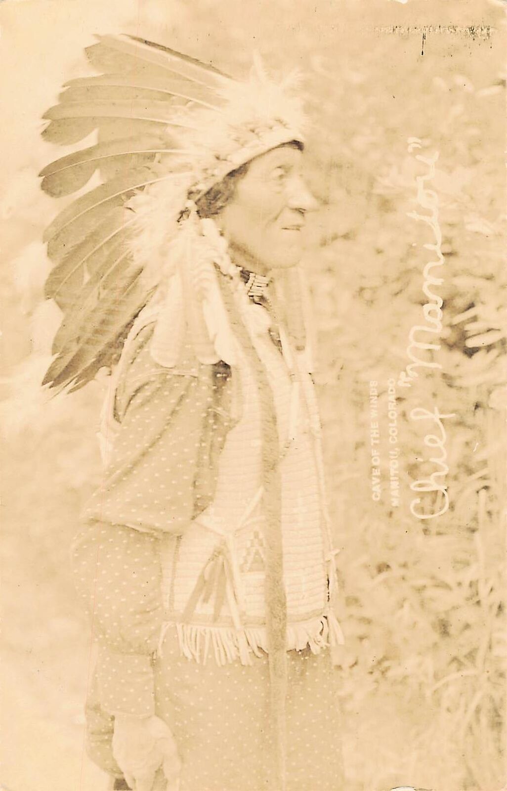 1910s RPPC Native American Chief Manitou Colorado Cave Of The Winds Photo 